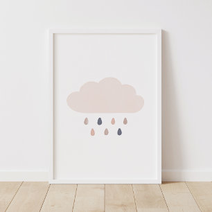 Affiche Nurserie Nuage de Pluie Neutre