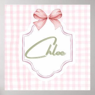 Affiche Nurserie personnalisée pour bébé fille Chloe avec 