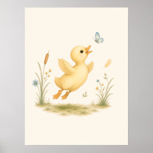 Affiche Nurserie Petit Canard & Papillon