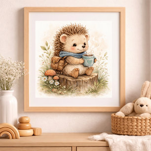 Affiche Nurserie pour enfants au hérisson mignon