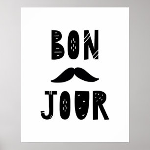 Affiche Nursery Bon Jour scandi moderne