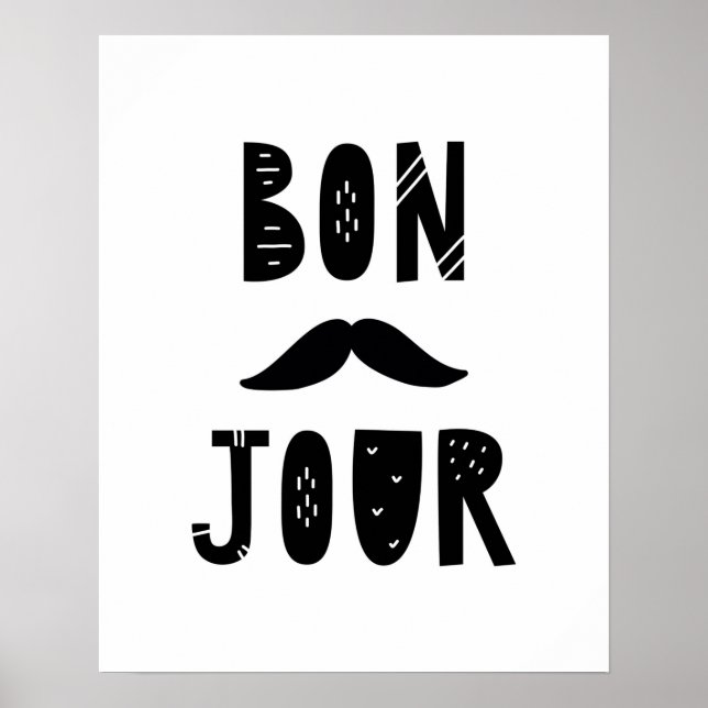 Affiche Nursery Bon Jour scandi moderne (Devant)
