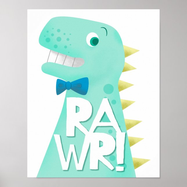 Affiche Nursery Enfants Dinosaure RAWR Chambre (Devant)