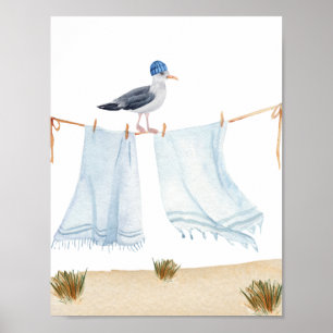 Affiche Nursery Lessive Moucheté de Chapeau de Plage Nauti