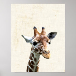 Affiche Nursery Minimaliste Girafe Cache-Cache Jaune Paste