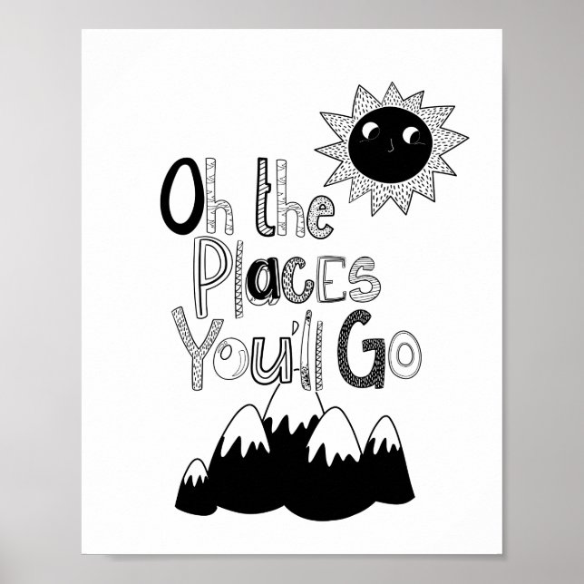 Affiche Nursery Moderne Scandi les endroits où vous irez (Devant)