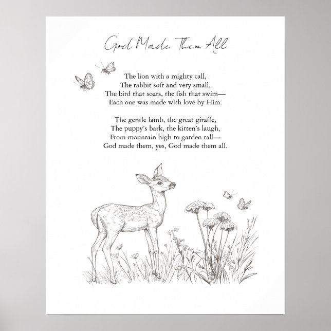 Affiche Nursery Personnalisable pour Faon de Bébé (Devant)