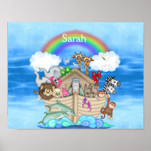 Affiche NURSERY PERSONNALISÉ Noahs Ark RAINBOW MURAL