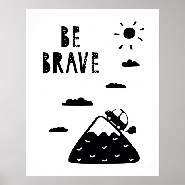 Affiche Nursery scandi moderne sois courageux (Devant)