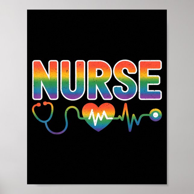 Affiche Nurse's Life Lgbt Heart Stethoscope Nurse Week  (Devant)