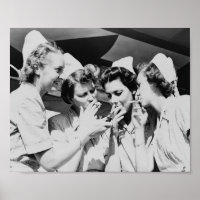Nurses Smoking Vintage Photographie 10x8in