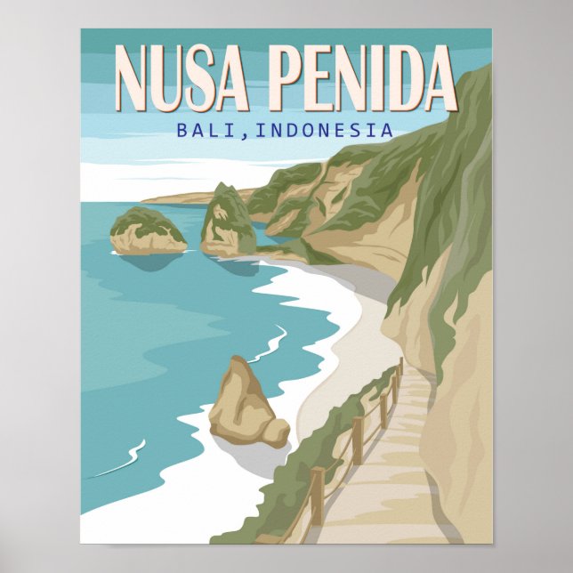Affiche Nusa Penida Beach Bali Indonésie Vintage (Devant)