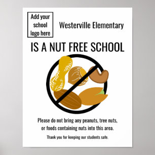 Affiche Nut Free School Personalized Sign With Logo