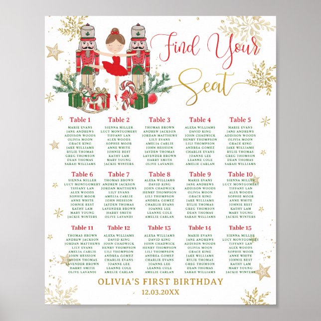 Affiche Nutcracker Winter Onederland 1st Birthday Seating  (Devant)