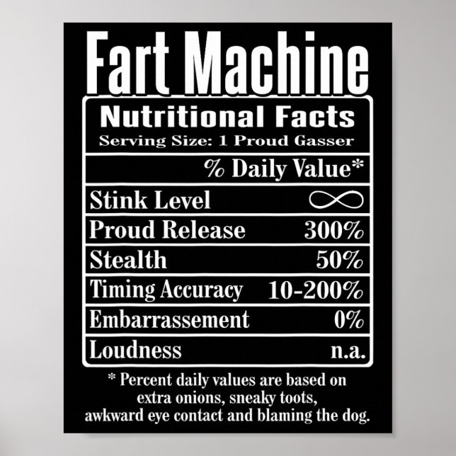 Affiche Nutrion Facts Machine Papa plaisante Drôle Farny (Devant)