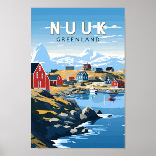 Affiche Nuuk Greenland Travel Art Vintage