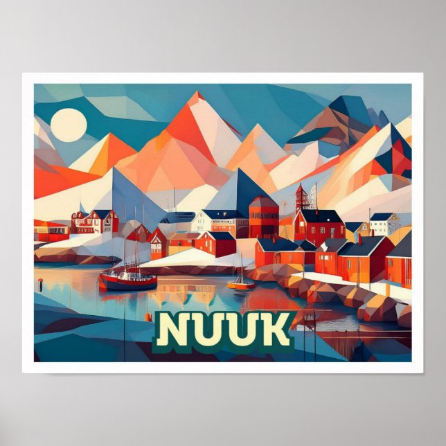 Affiche Nuuk Groenland Voyage artistique coloré (Devant)