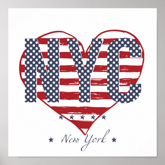 Affiche NYC American Flag Heart (Devant)