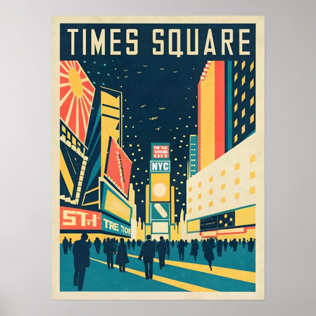 Affiche NYC avec Carré de temps étonnant (Devant)