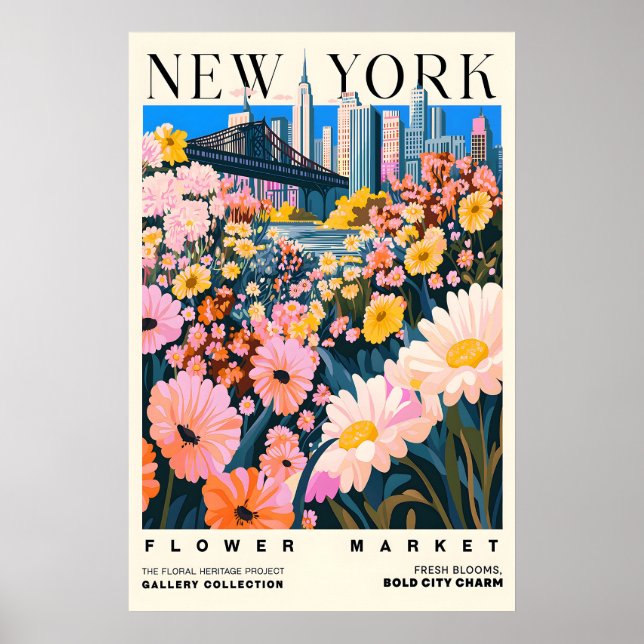 Affiche NYC Flower Market Art Print Urban Floral Cityscape (Devant)