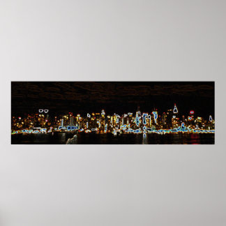 Affiche NYC Night Neon Skyline