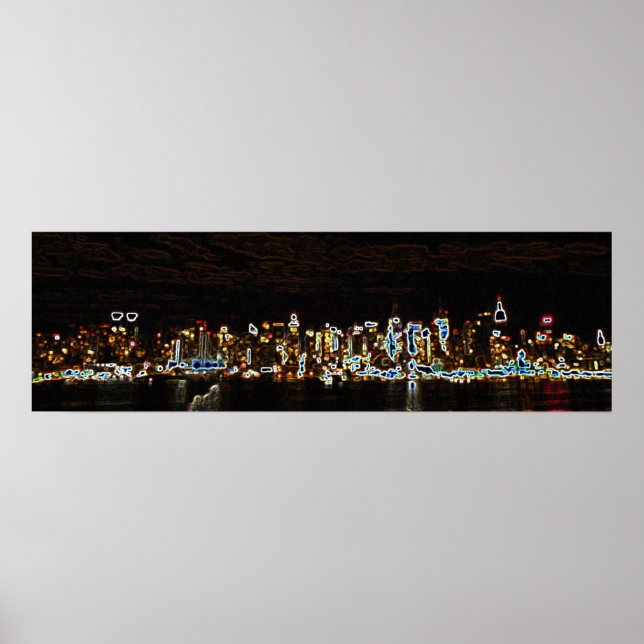 Affiche NYC Night Neon Skyline (Devant)