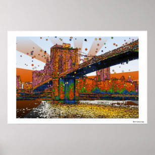 Affiche NYC psychédélique : pont Brooklyn #1