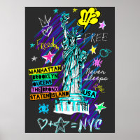NYC Statue de la Liberté Voyage Doodle Art