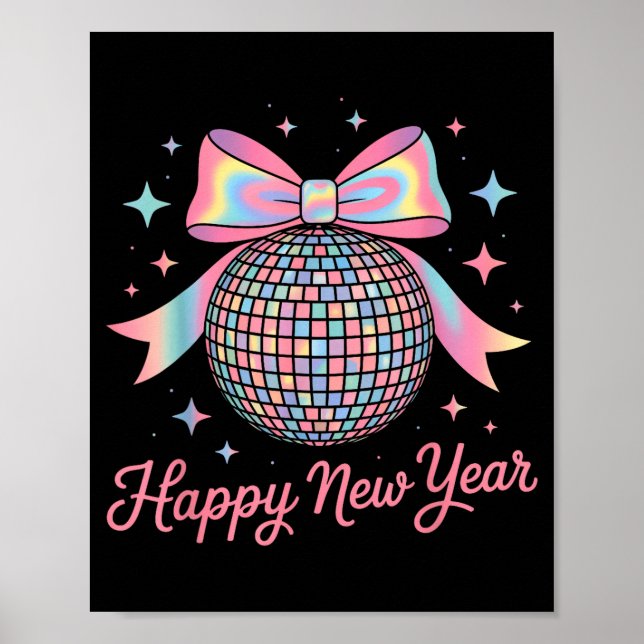 Affiche Nye Disco Ball Luxury Golden Happy New Year  (Devant)