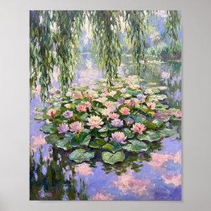Affiche Nymphéas impressionnistes & Saule pleureur