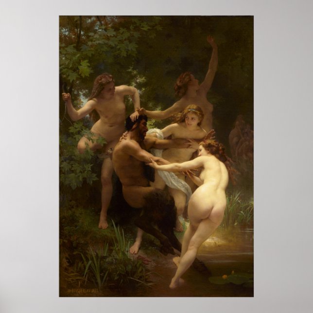 Affiche Nymphes et Satyr par William-Adolphe Bouguereau (Devant)