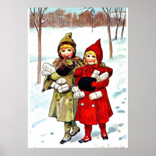 Affiche Nystrom - Enfants dans la neige (1), art
