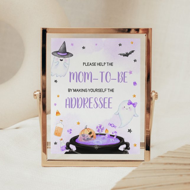 Affiche O Feuille Boo-y Halloween Enveloppe Station (Purple Oh Sheet Boo-y Ghoul Baby Shower Envelope Station Sign)
