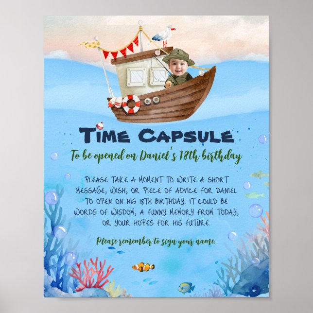 Affiche O-fish-ally One Fishing Birthday Time Capsule Sign (Devant)
