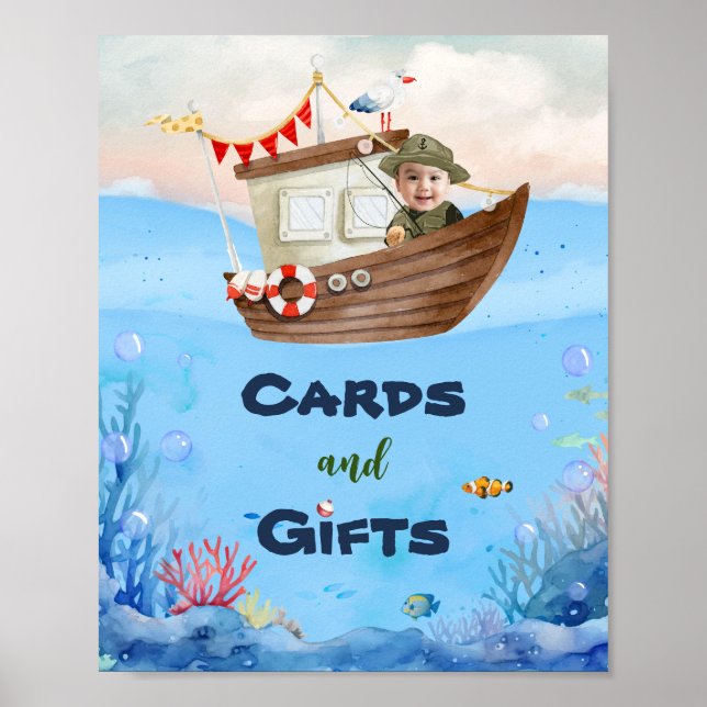 Affiche O-fish-ally One Panneau d'anniversaire de pêche 1è (Devant)