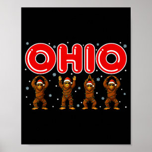 Affiche O-h-i-o Drôle Bigfoot Ohio Vintage Noël Dans Chris