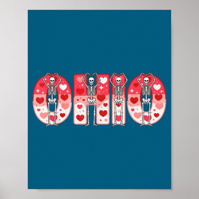 Affiche O-h-i-o Funny Skeletons Ohio In Midwestern Valenti (Devant)