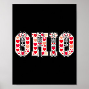 Affiche O-h-i-o Squelettes Drôles Ohio Dans Midwestern Val