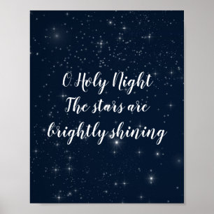 Affiche O Holy Night Paroles de Noël Élégant Vacances