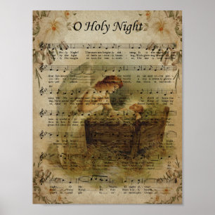Affiche Ô Nuit Sainte, Noël Vintage