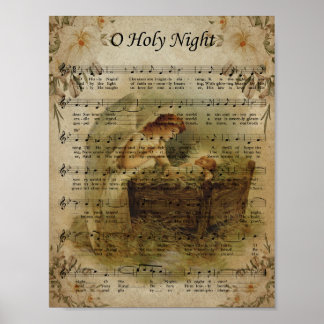 Affiche Ô Nuit Sainte, Noël Vintage