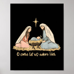 Affiche O Venez Admirez-Le Jésus Christian Merry Chri