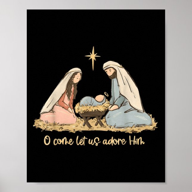 Affiche O Venez Admirez-Le Jésus Christian Merry Chri (Devant)