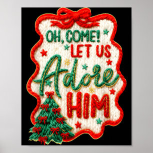 Affiche Ô venez adorons le Laine Crochet Nativité Chr