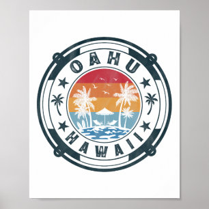 Affiche Oahu Hawaii Plage Vacances d'été Coucher de soleil
