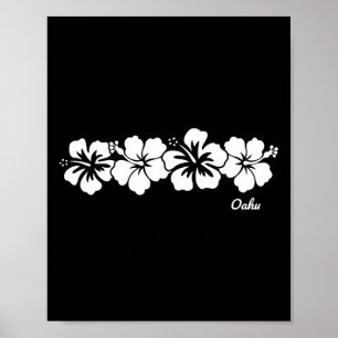 Affiche Oahu Hawaii Souvenir Fleur d'Hibiscus Vacances Haw