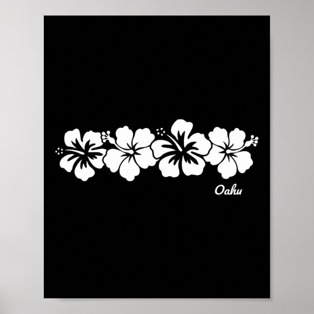 Affiche Oahu Hawaii Souvenir Fleur d'Hibiscus Vacances Haw (Devant)