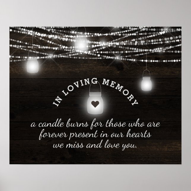 Affiche Oak Ridge Rustic Wood In Loving Memory Sign (Devant)