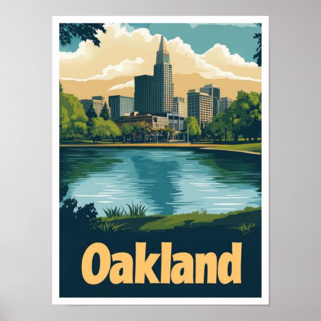Affiche Oakland California Art Vintage voyage Illustration (Devant)