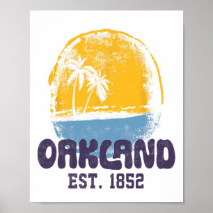 Affiche Oakland Californie Rétro Surfeur Plage Vintage Pou
